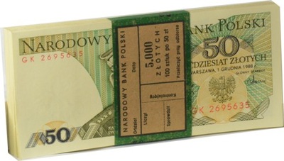 BANKNOT 50 ZŁOTYCH 1988 K. ŚWIERCZEWSKI PACZKA BANKOWA 100 SZTUK