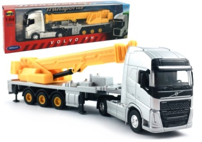 TIR VOLVO FH Z DŹWIGIEM MODEL METAL WELLY 1:64