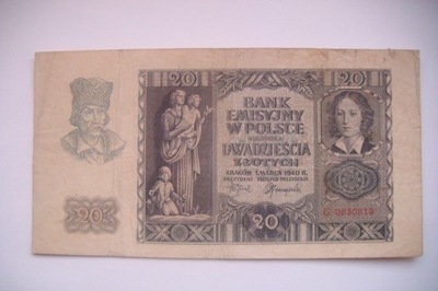 POLSKA Banknot 20 zł 1940 seria G