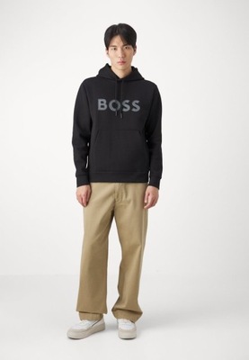 Bluza czarna z kapturem z logo BOSS XS