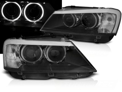 Фара лампа l+r кільця led тюнінг чорні ксенон look bmw x3 f25 2010-2014 фото №1