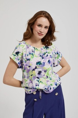 Wzorzysta koszula w kwiaty fioletowa 40 od MOODO