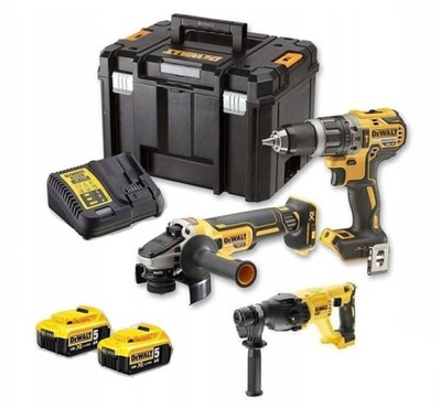 DEWALT zestaw COMBO DCD796 DCG405 DCH133 2x5Ah