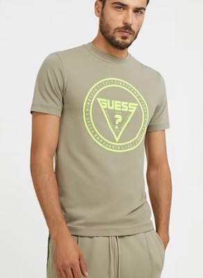 Koszulka T-shirt Guess z nadrukiem zielona r. XL