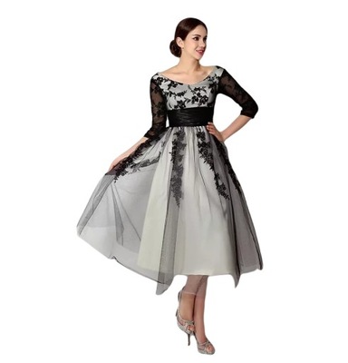 Rozkloszowana tiulowa sukienka z koronką rozmiar M