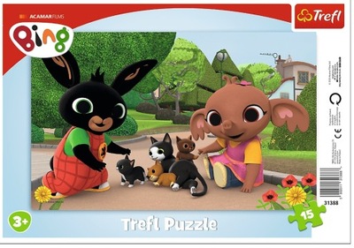 PUZZLE RAMKOWE 15 el ZABAWY Z KOTKAMI BAJKA BING