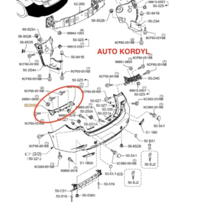 Направляющая бампера правый lew задняя mazda 6 gj gl 2012-19 фото №1