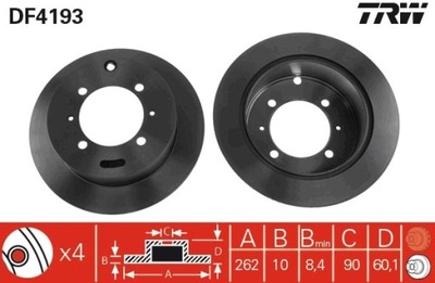 2X DISCO DE FRENADO MITSUBISHI PARTE TRASERA SPACE WAGON 92- DF4193  