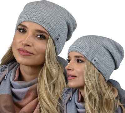 CZAPKA na polarze smerfetka beanie prążek