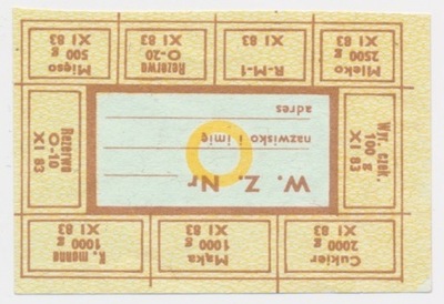 7340. PRL Kartka żywnościowa 1983 Listopad O