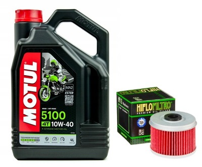 МАСЛО MOTUL 5100 10W40 4L. + ФІЛЬТР HF113, HONDA TRX420 FE FOURTRAX, 07-24R.