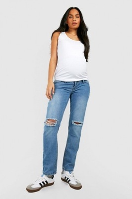 BOOHOO MATERNITY SPODNIE JEANSOWE Z DZIURAMI XL