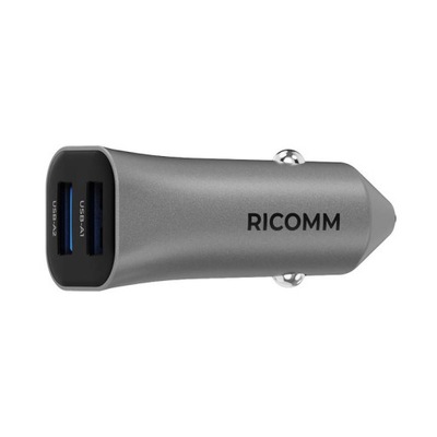 RICOMM ЗАРЯДКА АВТОМОБІЛЬНА БЛОК ЖИВЛЕННЯ DO ТЕЛЕФОНУ ПРИКУРЮВАЧА 2X USB-A 24W