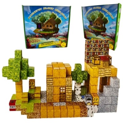 KLOCKI MAGNETYCZNE KLOCKI SZEŚCIANY 200 KLOCKÓW + 5 LUDZIK KLOCKI PIKSELE