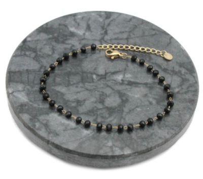 BRANSOLETKA ZŁOTA STAL CHIRURGICZNA KORALIKI BLACK