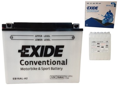 АККУМУЛЯТОР МОТОЦИКЛЕТНЫЙ EXIDE EB16AL-A2/YB16AL-A2 12V 16AH 175A