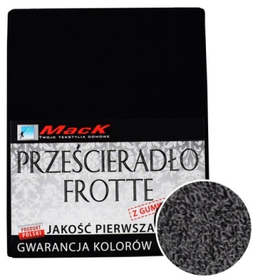 PRZEŚCIERADŁO FROTTE Z GUMKĄ 120X200 czarny