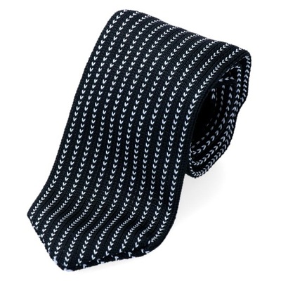Krawat Knit - Krawat Z Dzianiny Czarny W Białe Pio
