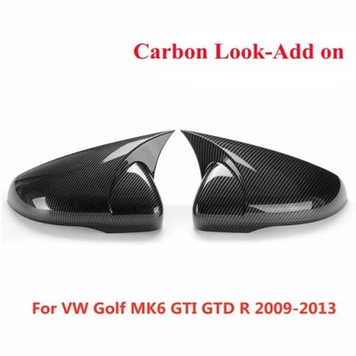 2X CARBÓN LOOK SIDE WING MIRROR COVER FOR VW FOR VOLKSWAGEN GOLF 6 M~59236  