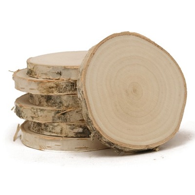 Plastry drewna o śr. 7-8 cm, gr. 1 cm, szlifowane