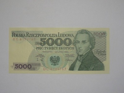 Polska Banknot 5000 zł DC ! Rzadki Warszawa 1988 UNC Chopin