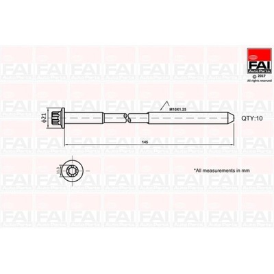 JUEGO PERNOS CULATA DE CILINDROS CILINDROS FAI AUTOPARTS B1140  