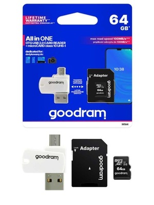 KARTA PAMIĘCI microSD 64GB +ADAPTER+CZYTNIK KART