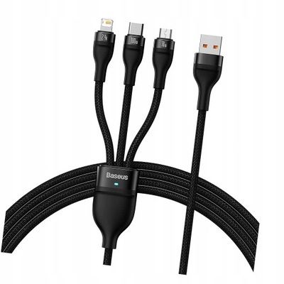 Baseus Flash Series II kabel USB Typ C / Lightning / micro USB 100W 1,2 m