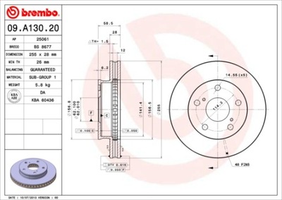 DISCOS DE FRENADO PARTE DELANTERA BREMBO 09.A130.20 09A13020  