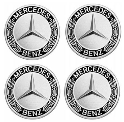 4X RATLANKIŲ DANGTELIAI : MERCEDES 75MM DANGTELIAI AKLIDANGČIAI RATLANKIO DANGTELIS DANGČIAI RARLANKIŲ SILVER 