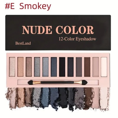 12 Kolorów Nude Color Paleta Cieni Do Powiek Matowy Połyskujący Brokat