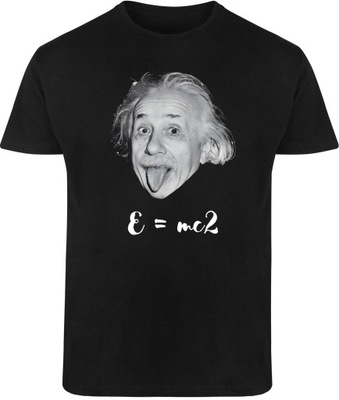 T-SHIRT MĘSKI Z NADRUKIEM EINSTEIN NAUKA ART Y2K KOSZULKA CZARNA R-XL A191