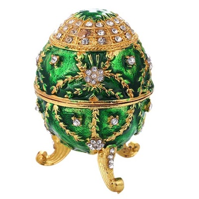 Pudełko na biżuterię z zielonym emaliowanym j