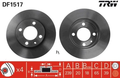 2 PCS. DISC BRAKE VW FRONT GOLF GTI DF1517  