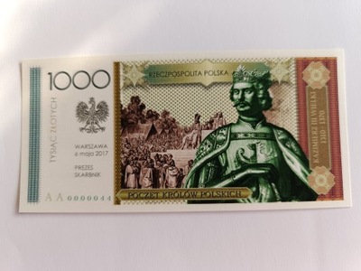 1000 ZŁOTYCH KAZIMIERZ WIELKI, STAN UNC, RZADKI.