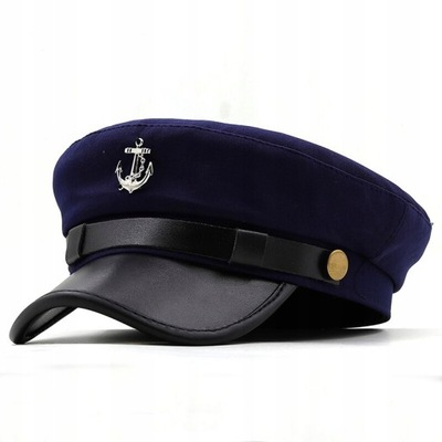 Beret czapka kapitan kotwica damski