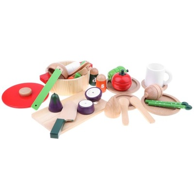 Drewniane naczynia do krojenia żywności zestaw zabawek dla dzieci