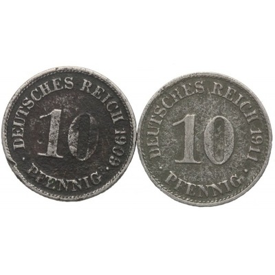Lot: Niemcy 2x10 fenigów, 1909, 1911