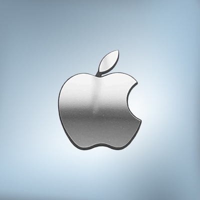 Emblemat Naklejka Logo APPLE srebrny chrom 14x17mm