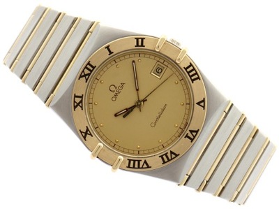 MĘSKA OMEGA CONSTELLATION 33MM KWARC 18K ZŁOTO STAL KOMPLET