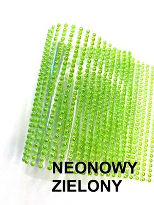 PERŁY NEON ZIELONE SAMOPRZYLEPNE PEREŁKI 3mm dżety