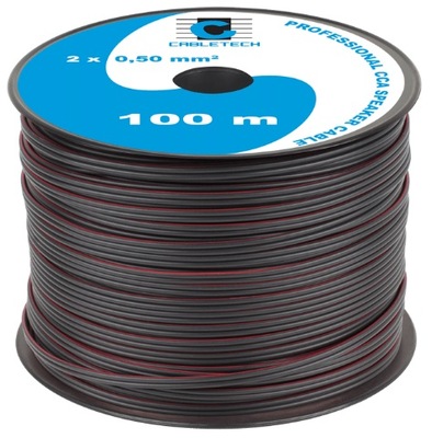 Kabel przewód głośnikowy czarny CCA 2x0,50mm² 100m