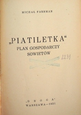 Piatiletka Plan Gospodarczy Sowietów 1931 r.