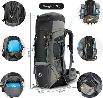 Plecak turystyczny 70 l plecak trekkingowy Night Cat