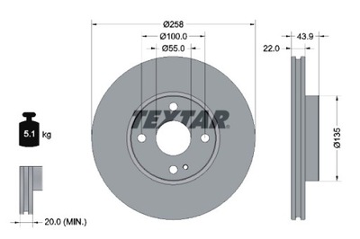 TEXTAR DISKAI STABDŽIŲ 2SZT. MAZDA 2 MX-5 14> PRIEK. PRO TEXTAR 