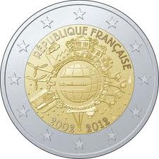 2 euro Francja 10 lat euro w obiegu 2012