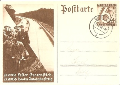 WROCŁAW TRZECIA RZESZA -postkarte ozdobna -HITLER Z ŁOPATĄ -1936 rok