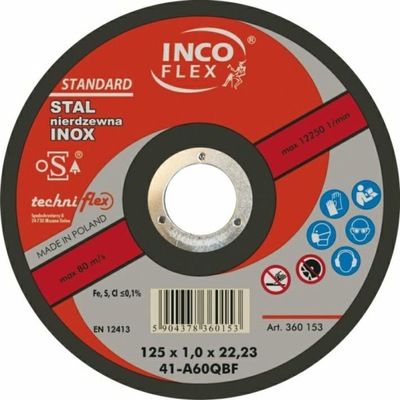 TARCZA METAL INOX INCOFLEX 125*1,0 M411-125-1.0-22