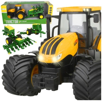 TRAKTOR ROLNICZY Z SIEWNIKIEM KOŁA XXL NAPĘD FRYKCYJNY LED DŹWIĘKI