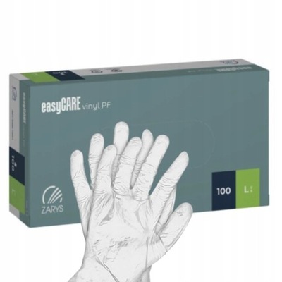 ZARYS RĘKAWICZKI RĘKAWICE JEDNORAZOWE WINYLOWE BEZPUDROWE BIAŁE L 100 SZTUK